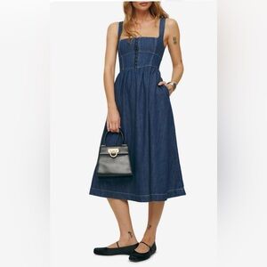 Reformation Tagliatelle Denim Midi-Dress
